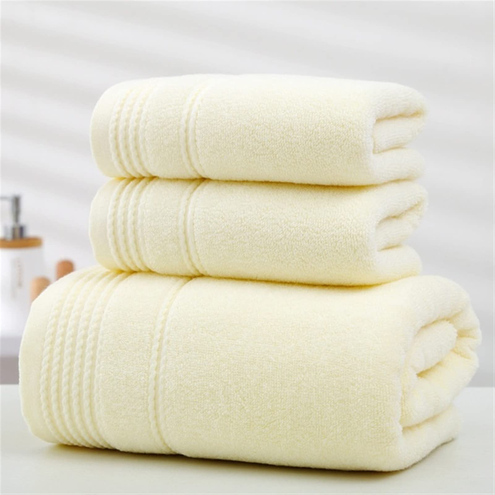 Home Solid Color Twisted Towel Set Gift 1 Piece Large Shower Towel 2 Pieces 35x75 Face Towel Cleaning