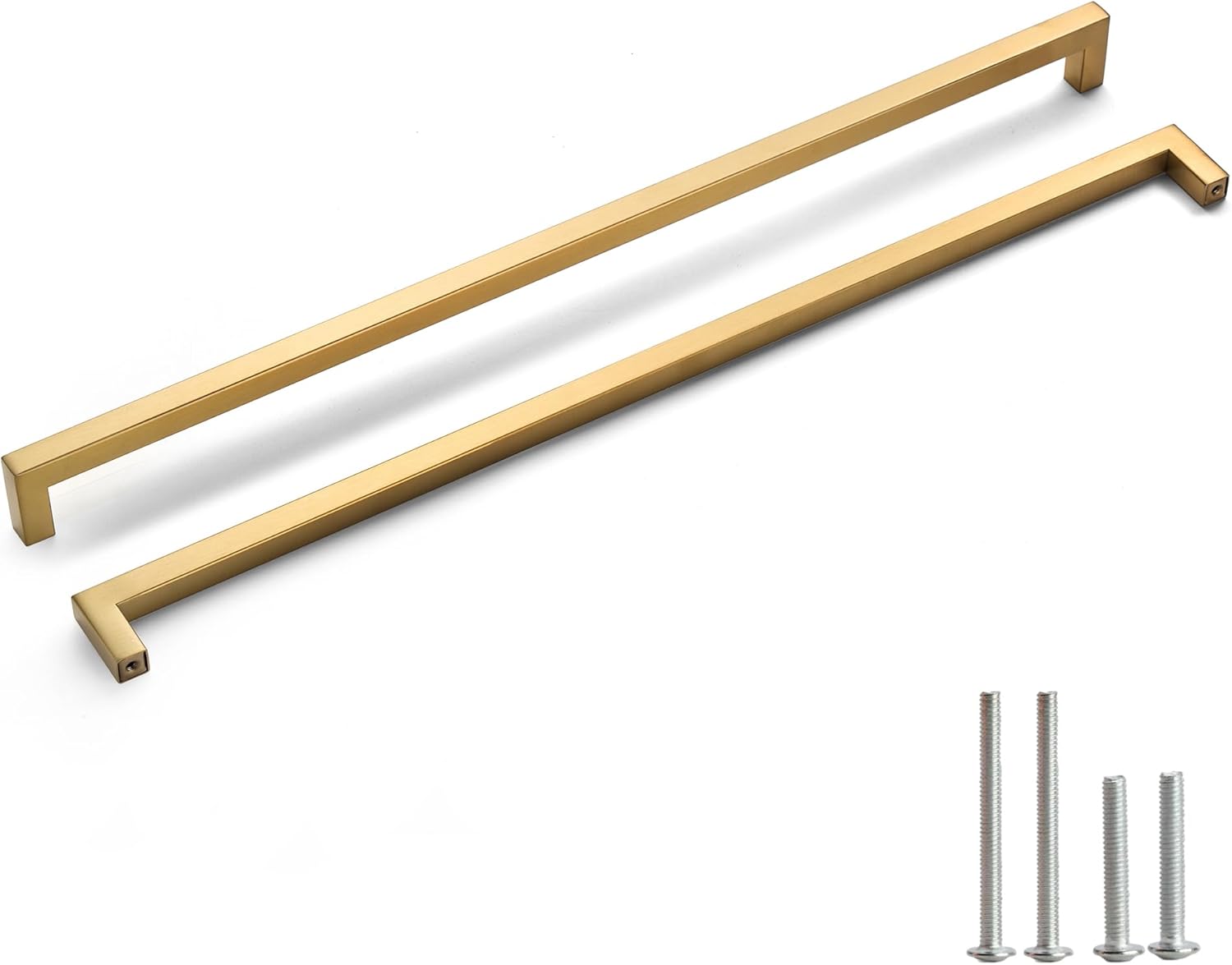 Cabinet Pulls Gold Cabinet Handles Square Drawer Pulls, 2 Pack 18 Inch Stainless Steel Kitchen Door Cupboard Cabinet Handles, Drawer Hardware Handles, 458mm Hole Centers