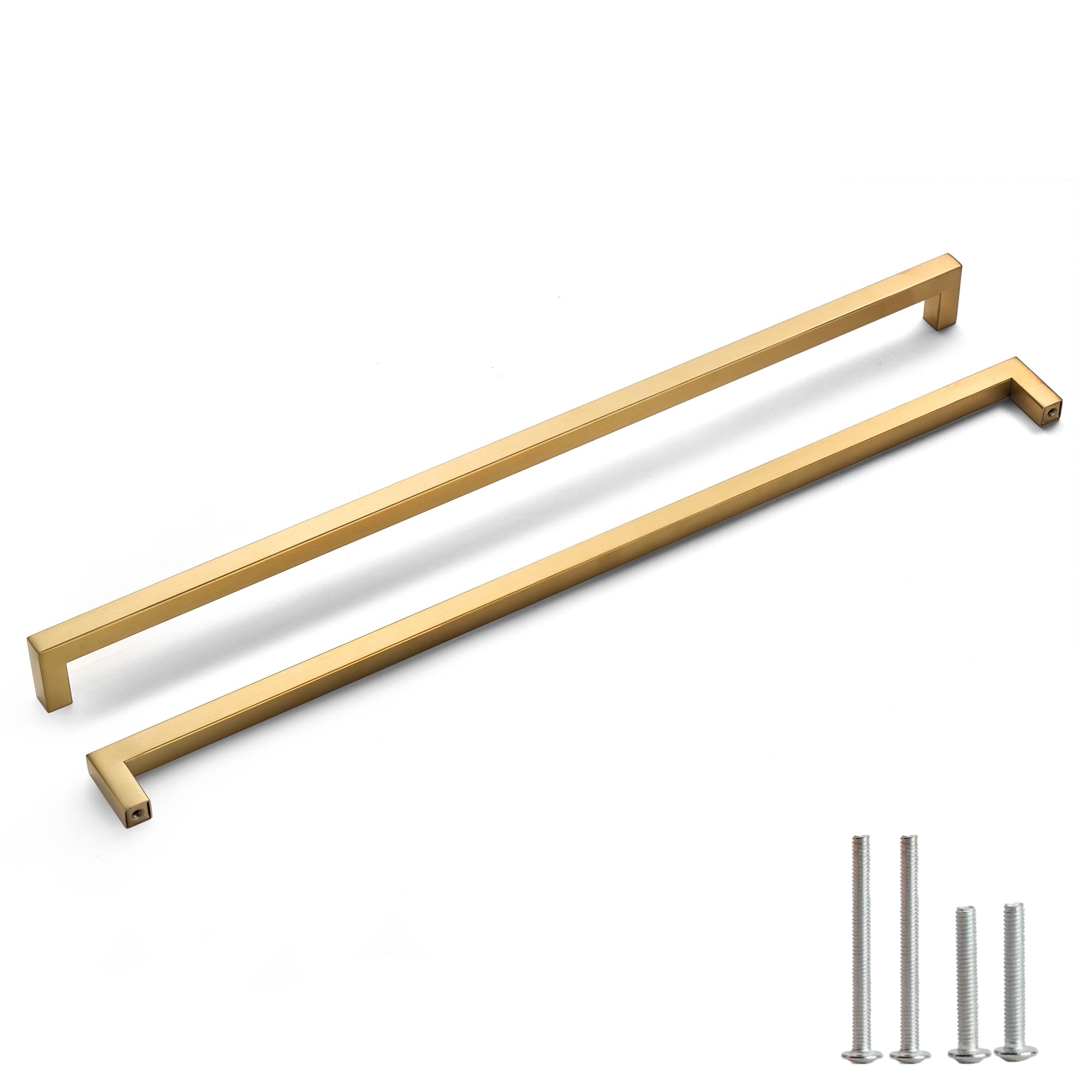cabinet pulls gold cabinet handles square drawer pulls, 2 pack 18 inch stainless steel kitchen door cupboard cabinet handles, drawer hardware handles, 458mm hole centers