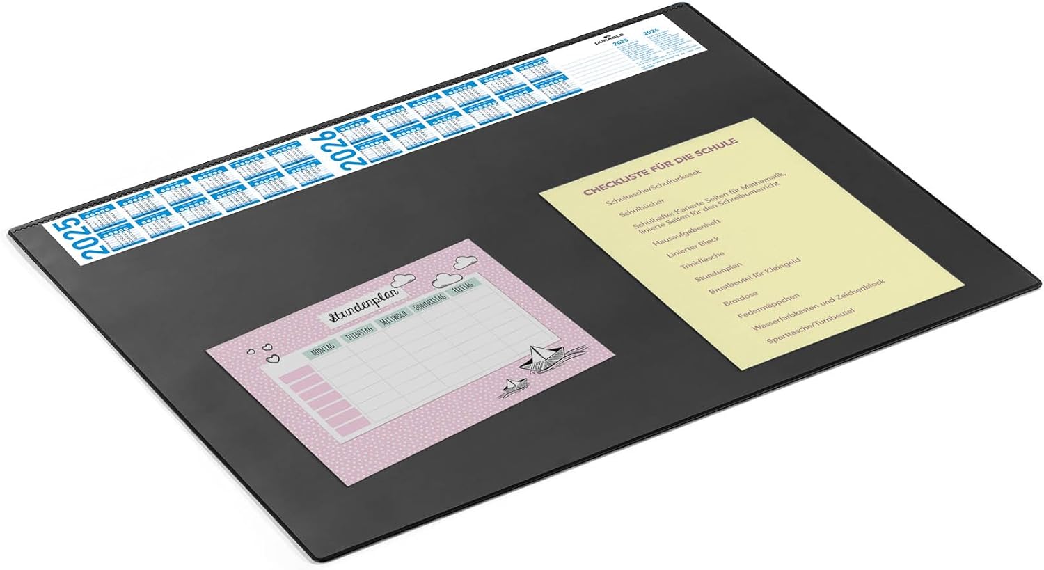 Durable 720407 Desk Mat with Transparent Overlay and Calendar 650 x 520 mm Dark Blue