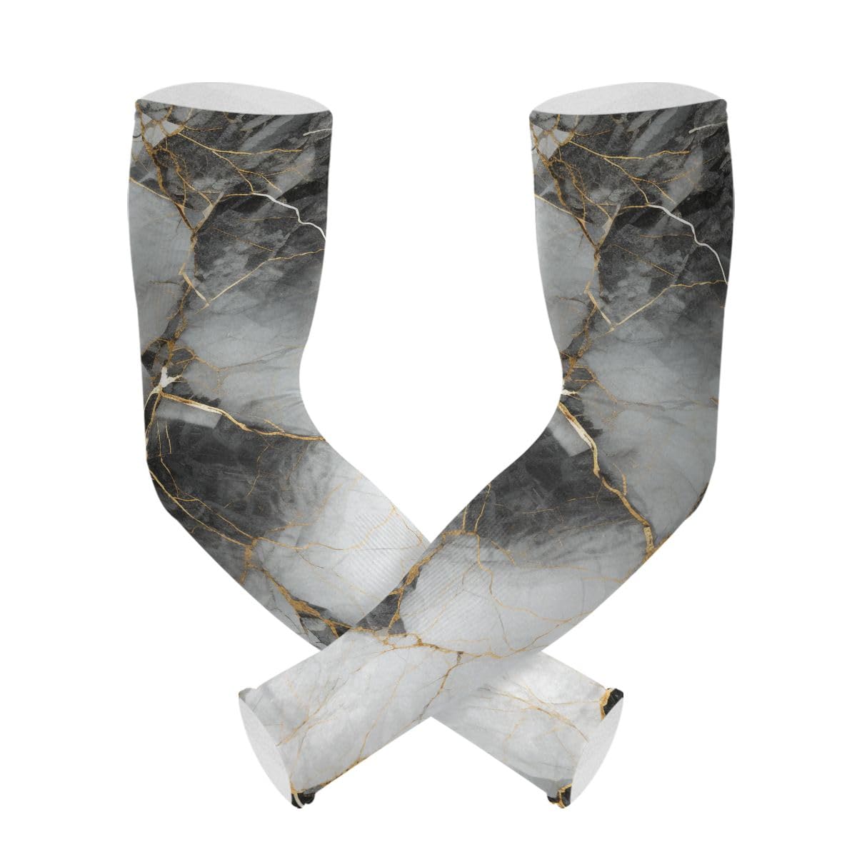 Cooling Arm Sleeves for Men Women UV Sun Protection Arm Covers Marble Gray Compression Sleeves Sports Football Golf Cycling