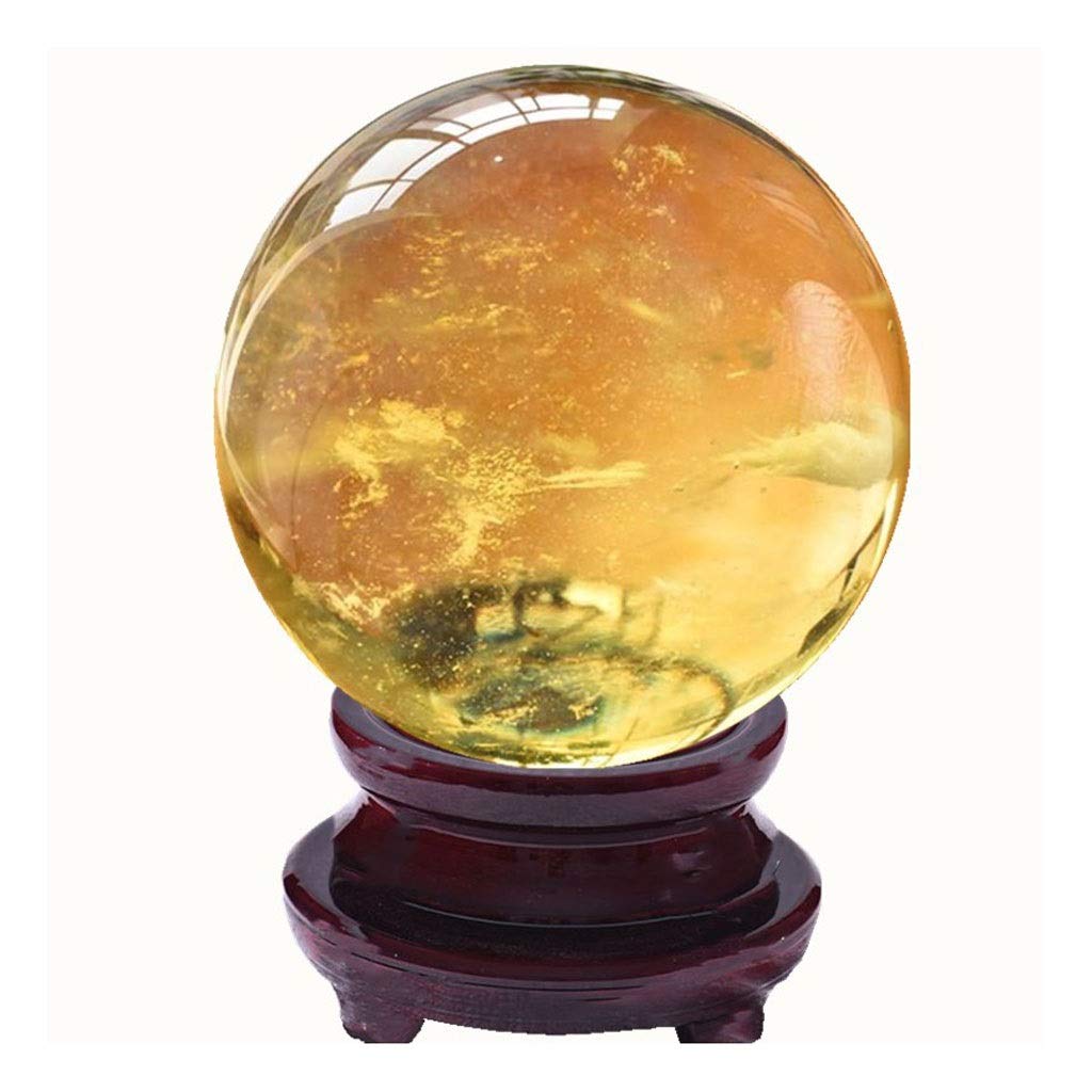 Feng Shui Ornaments Crystal Ball/Photography Ball Cracked Topaz Office Auspicious Stone Carving Gift for Photography Decoration (12cm)