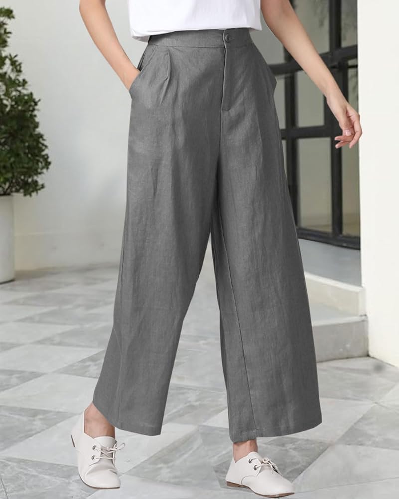 AOURE LINATE PANTS グレー サイズS 美品‼︎ Amazon.com: Linen Pant Suits Women 2 Pieces Grey Cotton