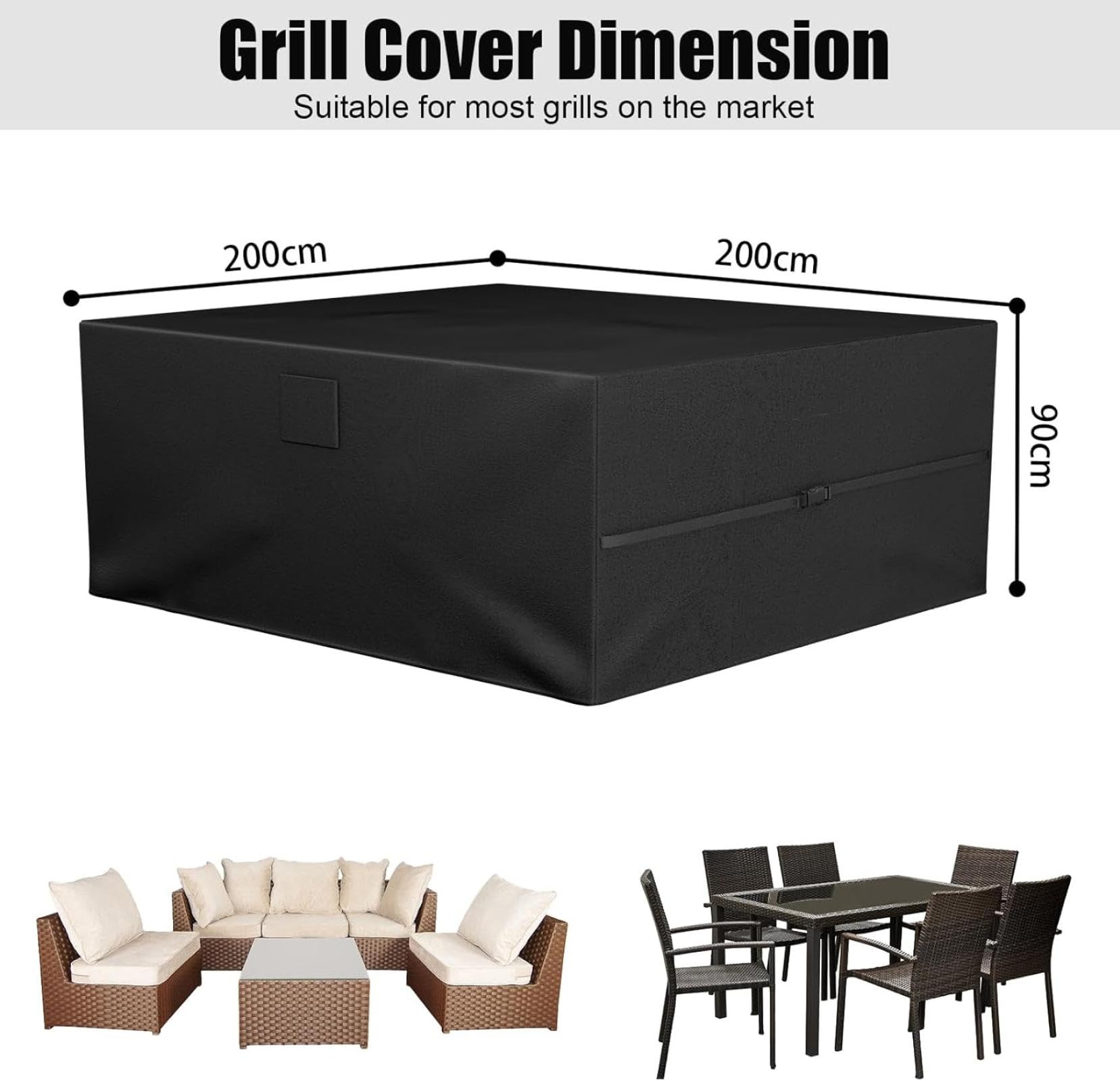 145 x 70 x 80 cm/LxPxA Alt., Copertura impermeabile per mobili da giardino, copertura per divano da giardino, impermeabile, anti-UV, resistente, per tavolo rettangolare e set di sedie