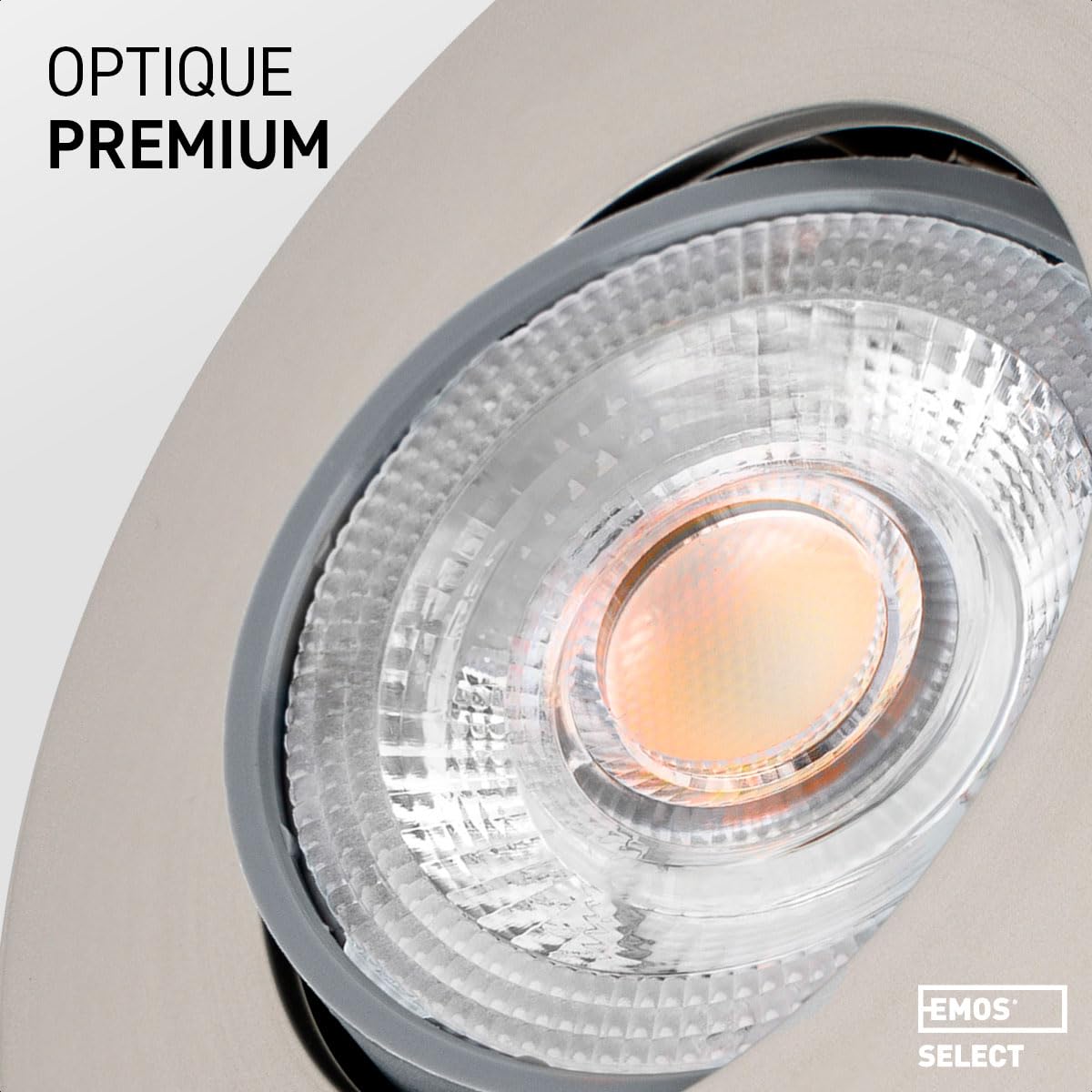 EMOS Spot LED encastrable 230V, 4.9W / 380lm | Spot LED Extra Plat 50° orientable, blanc chaud 3000K | Lot de 6 Spots de plafond pour l'intérieur, Plafonnier LED encastré, couleur argenté