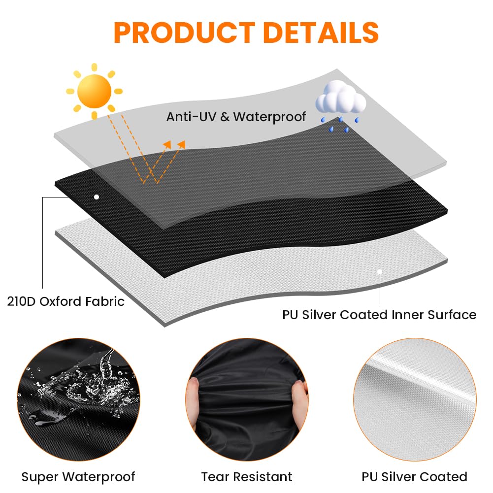 ATV Cover, Waterproof 4 Wheelers Quad Cover with Storage Bag Reflective Stripe 210D Oxford Fabric Anti Dust Bird Droppings UV-resistant 256x110x120CM — view 3