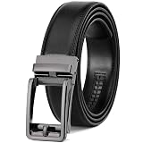 Founders & C Men's Ratchet Comfort Click Belt -1 3/8 Leather Dress Belt | Slide Buckle,No Holes Micro-adjus...