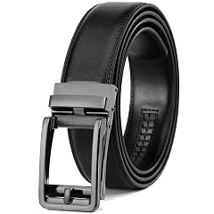 Founders C Mens Leather Ratchet Comfort Click Belt Dress with Slide Buckle -Adjustable Trim to Fit