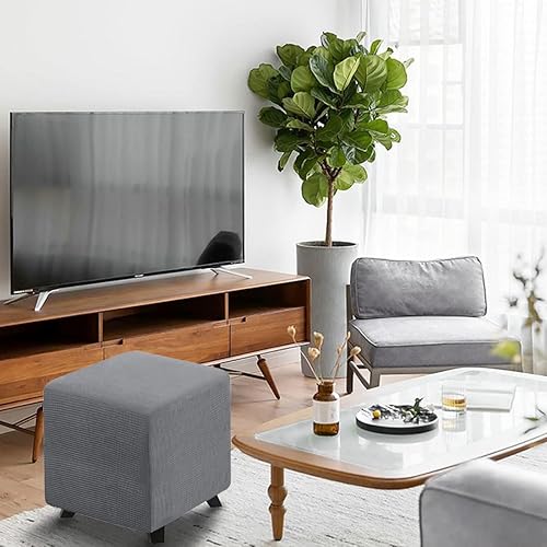 Miniatura 2 de Bifaunvogel Funda otomana cuadrada plegable de almacenamiento, fundas otomanas de jacquard elásticas para reposapiés, protector con banda elástica