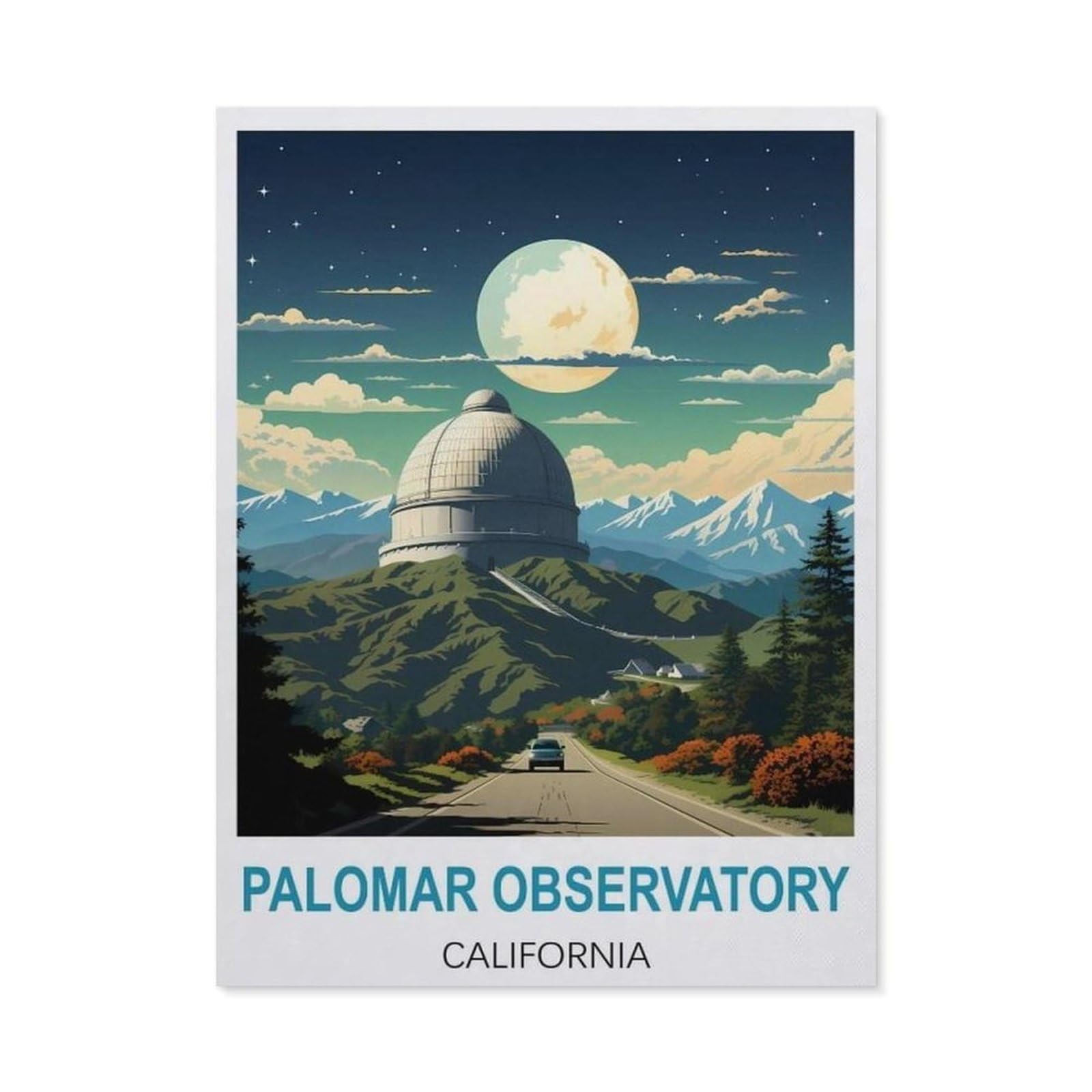 BEAYODKP DIY Diamond Painting，Palomar Observatory California Vintage Travel Poster，Cross Stitch Full Drill 5D Embroidery Mosaic Wall Decor Art（50 x 60 cm/19.68 x 23.62 inches）-CB15