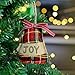 Rustic Christmas Tree Ornaments, Country Farmhouse Decorations, Burlap With Trendy Red and Green Plaid Tartan for Holiday Party Decor - 8PCS