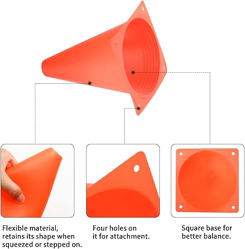 Miniatura 3 de Conos naranjas de 7 pulgadas, conos de fútbol de agilidad para entrenamiento deportivo, ejercicios, actividades al aire libre, decoraciones de