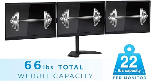 Miniatura 3 de Mount-It! Soporte triple para monitor  3 soportes para monitor se adapta a pantallas de computadora de 19, 20, 21, 22, 23, 24 pulgadas, base