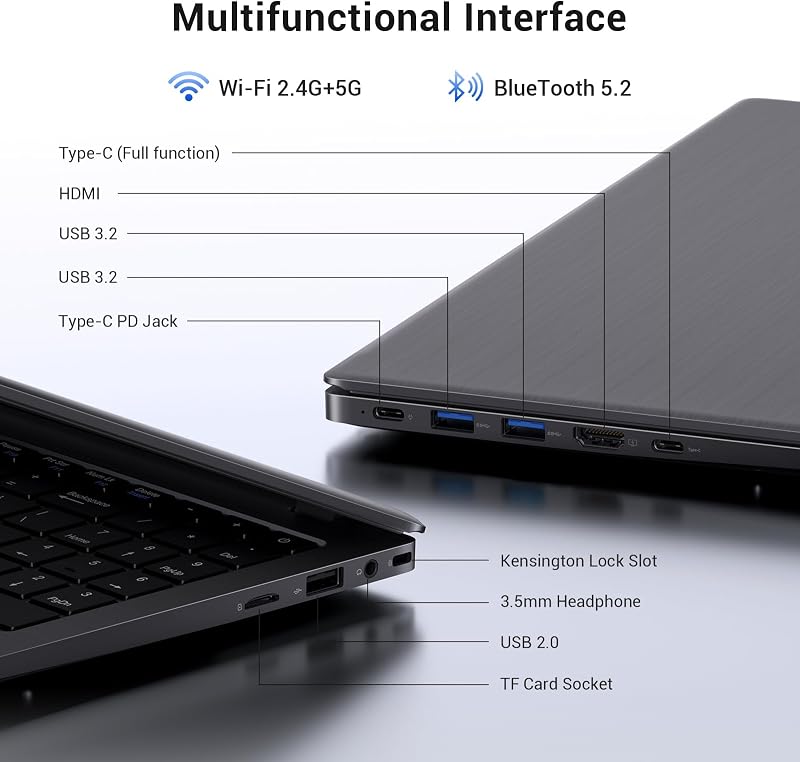 MAXVELTH Laptop Computer, Pentium Gold up to 3.4GHz (Beats Pentium, Celeron), Type-C PD, HDMI, USB 3.2, TF Card Slot, 14" FHD IPS, 8GB RAM, 128GB SSD, Up to 2TB, Laptop for Student, Business, Office image 7