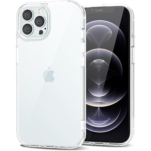 for iPhone 12 Pro/ 12 Case Clear, Transparent Hybrid 12 Pro/ 12 Phone Case [Hard Plastic & Soft Silicone Bumper] Acrylic Non Yellowing Thin Slim Protective Cover for Women, Crystal Clear
