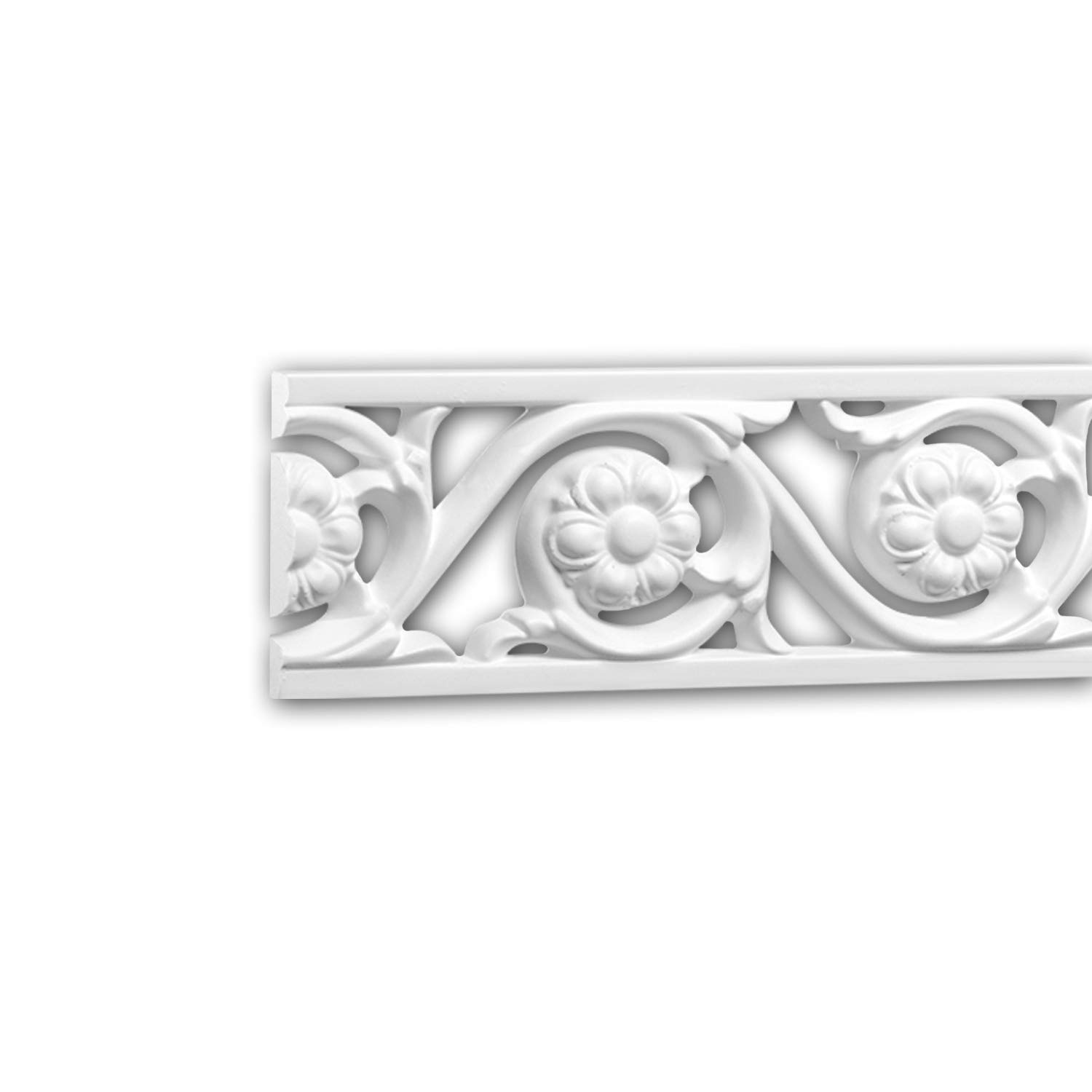 Cimaise 151369 Profhome moulure frise Rococo-Baroque aux détails sculptés haut de gamme blanc 2m