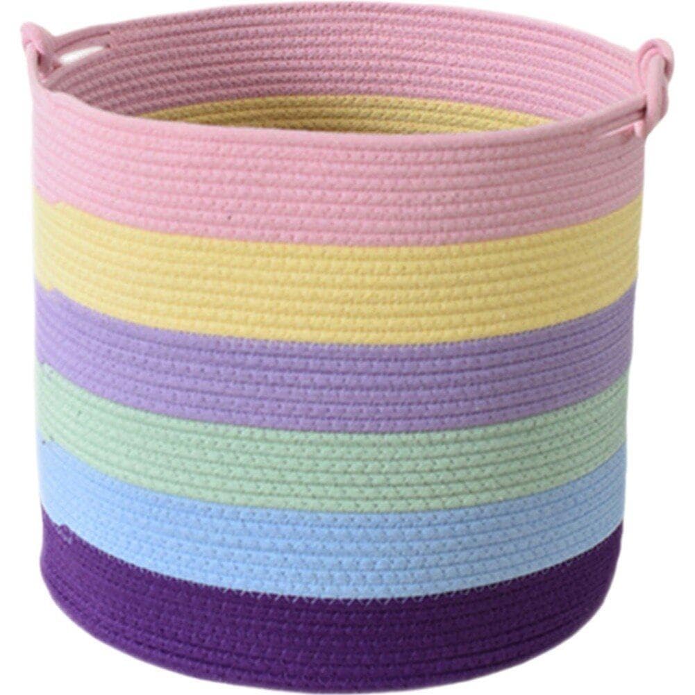 Boîte de rangement panier arc-en-ciel en coton pour salle de classe