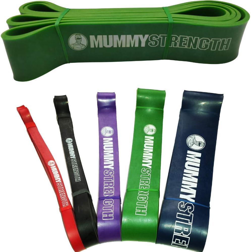 MummyStrength Resistance Bands for Men and Women. The Best Stretch Band for Pull Up Exercise and Powerlifting. Works with Any Pull Up Bar or Station. Single Band. Workout Guide Included