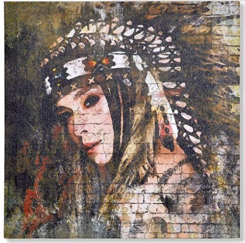 AVENUELAFAYETTE Cadre Toile Tableau Indienne - Indien d'Amérique - Femme - 40 x 40 cm (M2)
