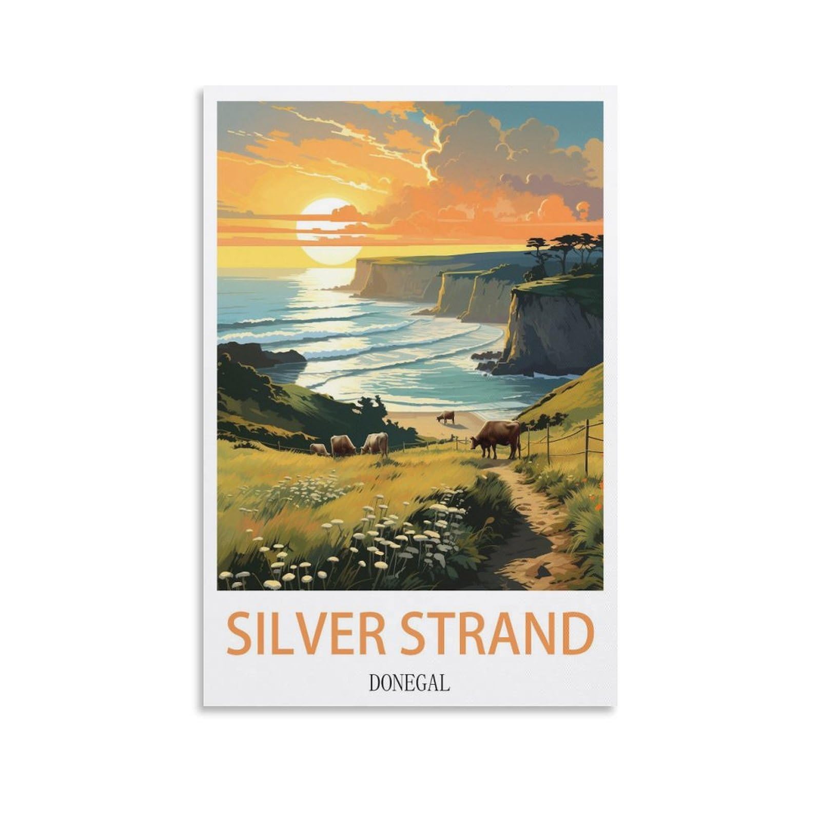EZMLFA Diamond Painting Art Kits,Silver Strand Donegal,5D Diamond Painting Kit for Adults Beginners, DIY Full Round Drill Gem Art Kits for Home Decor 30x40cm