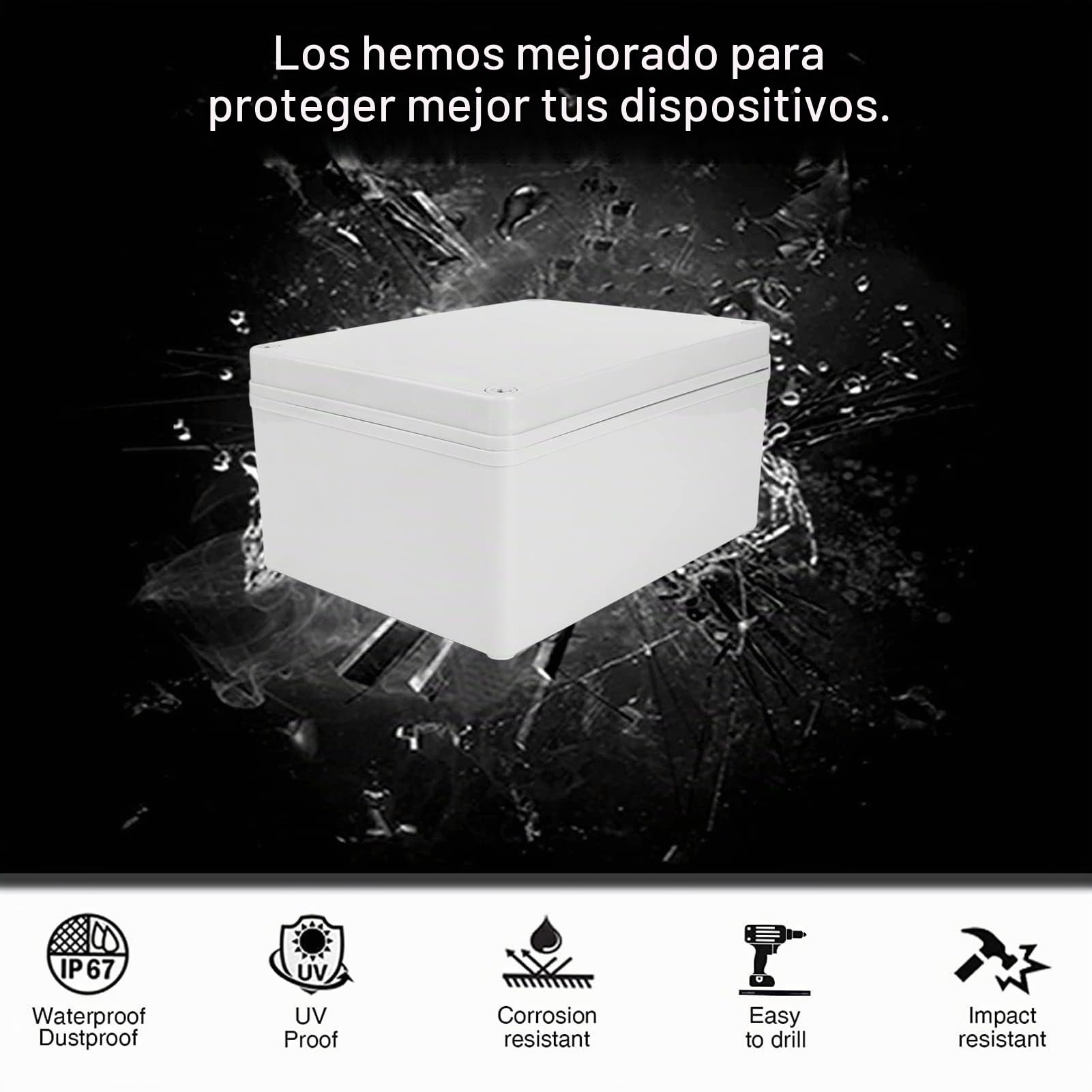 Wisecoco Caja Estanca, Caja de Superficie, Caja Estanca Exterior, IP65 ABS Resistente al Agua Caja de Proyectos Eléctricos, para Instalaciones EléCtricas Interiores y Exteriores, Gris(200X150X100mm)