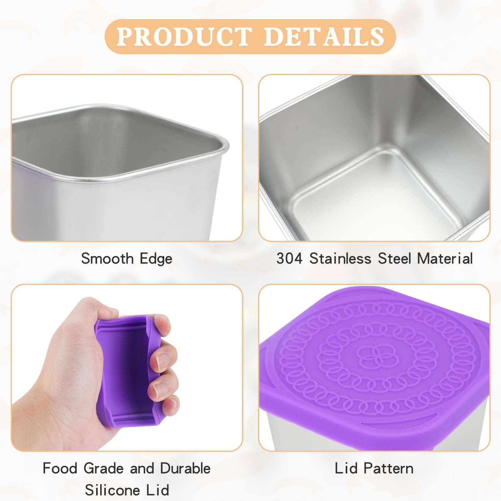 MOAMUN 6 Acciaio Inox Contenitori Ermetici Per Alimenti, 180ml Contenitori Per Alimenti Con Coperchi Contenitore Ermetico Per Alimenti, Riutilizzabili Meal Prep Contenitori per Snack Insalata Yogurt