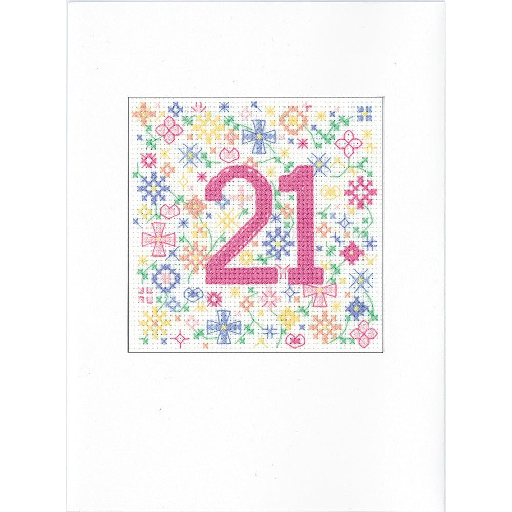 Heritage Crafts 21st Birthday Card Cross Stitch Kit