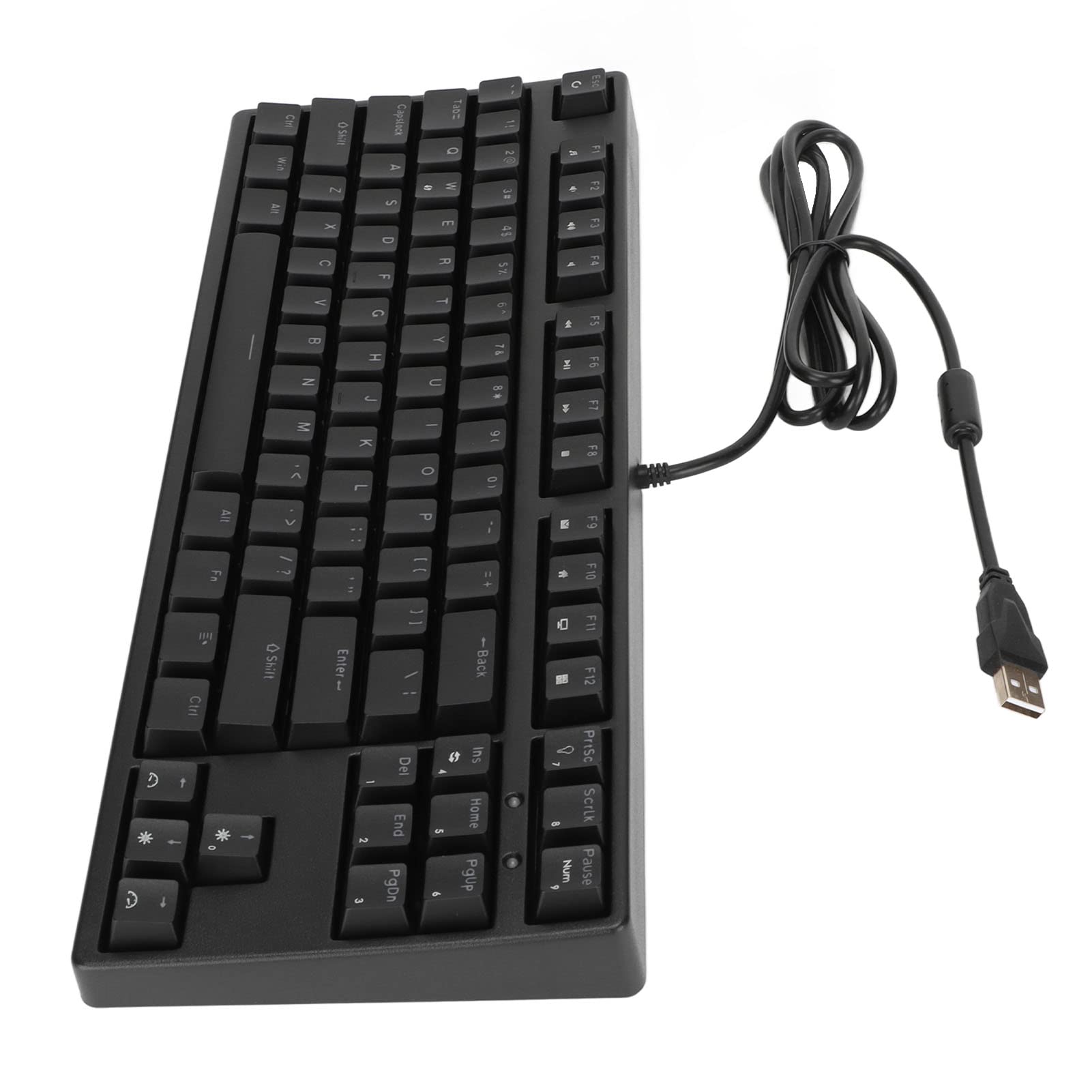 Generic Profesjonalna Mechaniczna Klawiatura do Gier 87 Klawiszy Czerwony Przełącznik Szybka Reakcja Ergonomiczna Konstrukcja dla Komputera PC z Systemem 10 (BLACK)