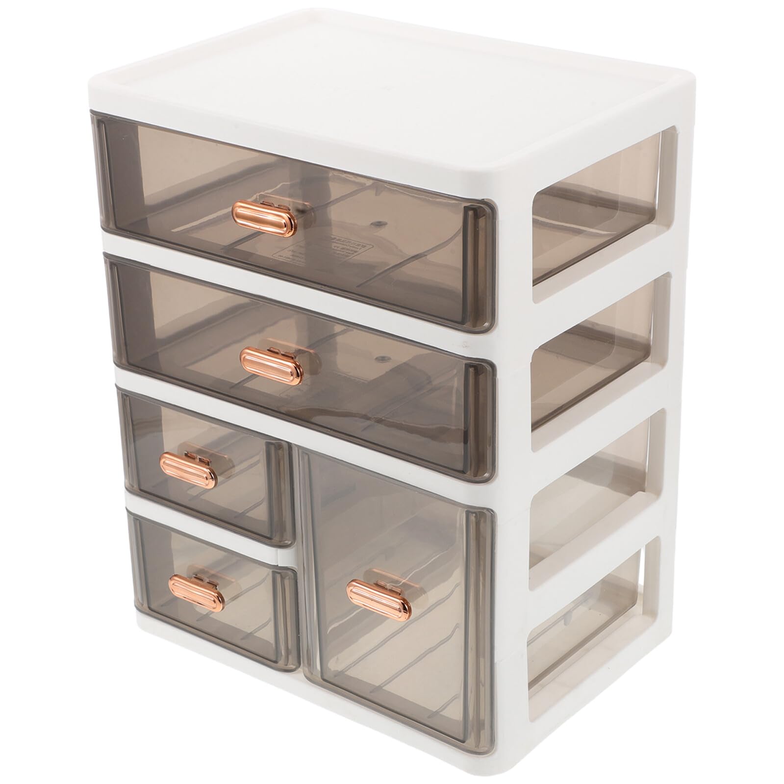 Housoutil Cassettiera Portaoggetti in Plastica Trasparente con 4 Cassetti Organizer da Scrivania per Trucco e Cosmetici Contenitore Multifunzionale per Bagno e Ufficio Domestico