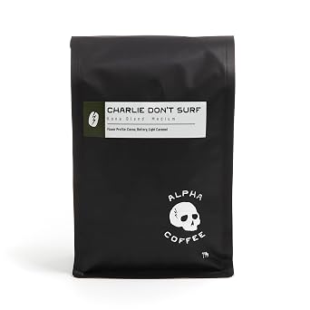 Alpha Coffee Charlie Dont Surf - 16 oz. Premium Gourmet Craft Kona Blend Drip Grind Coffee | Veteran Owned - Specialty Small Batch Roasted Coffee | 100% Arabica Beans Medium Roast