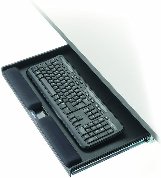 Exponent 51206 Keyboard Drawer Slide Out Design with Wrist Support Includes All Fixing Material Black