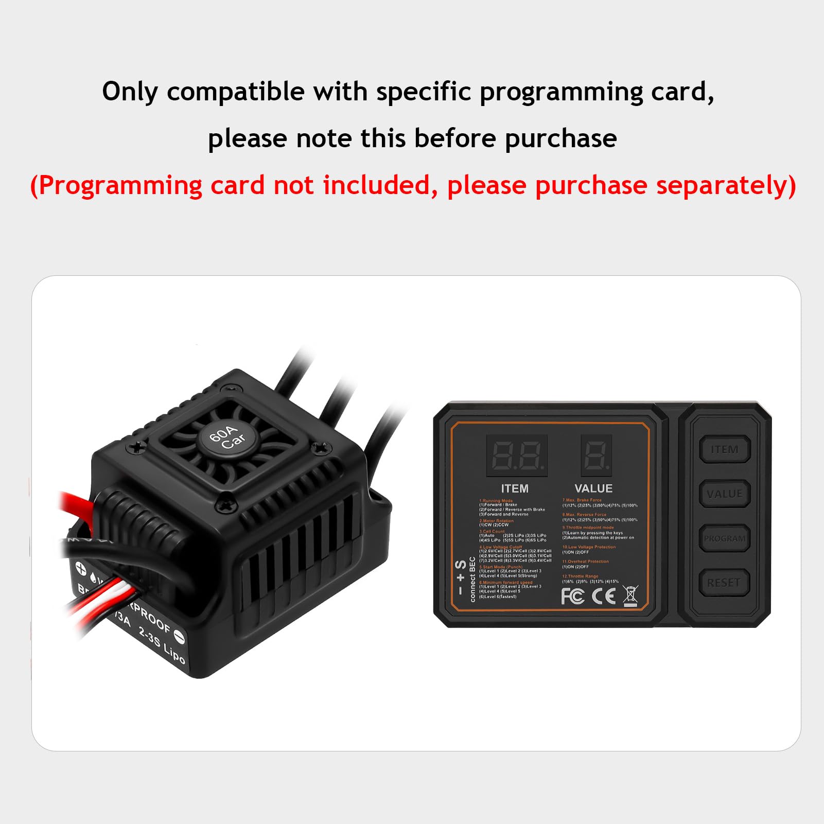 Impermeabile S3650 4300KV Motore Brushless Albero 3.175mm con 60A Senseless Brushless ESC Elettrico Controller Combo Set e Dissipatore di Calore per 1/10 RC Auto Truck, Nero
