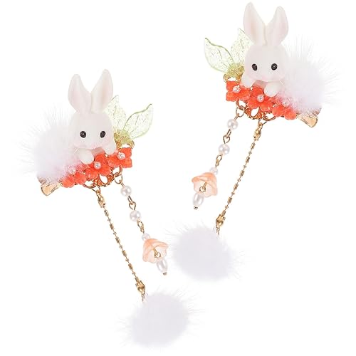Miniatura 6 de Gadpiparty Pinza para el cabello conejito de peluche con borla de bola de pompón, pinzas para el pelo de conejito lindo para mujeres y niñas, Año