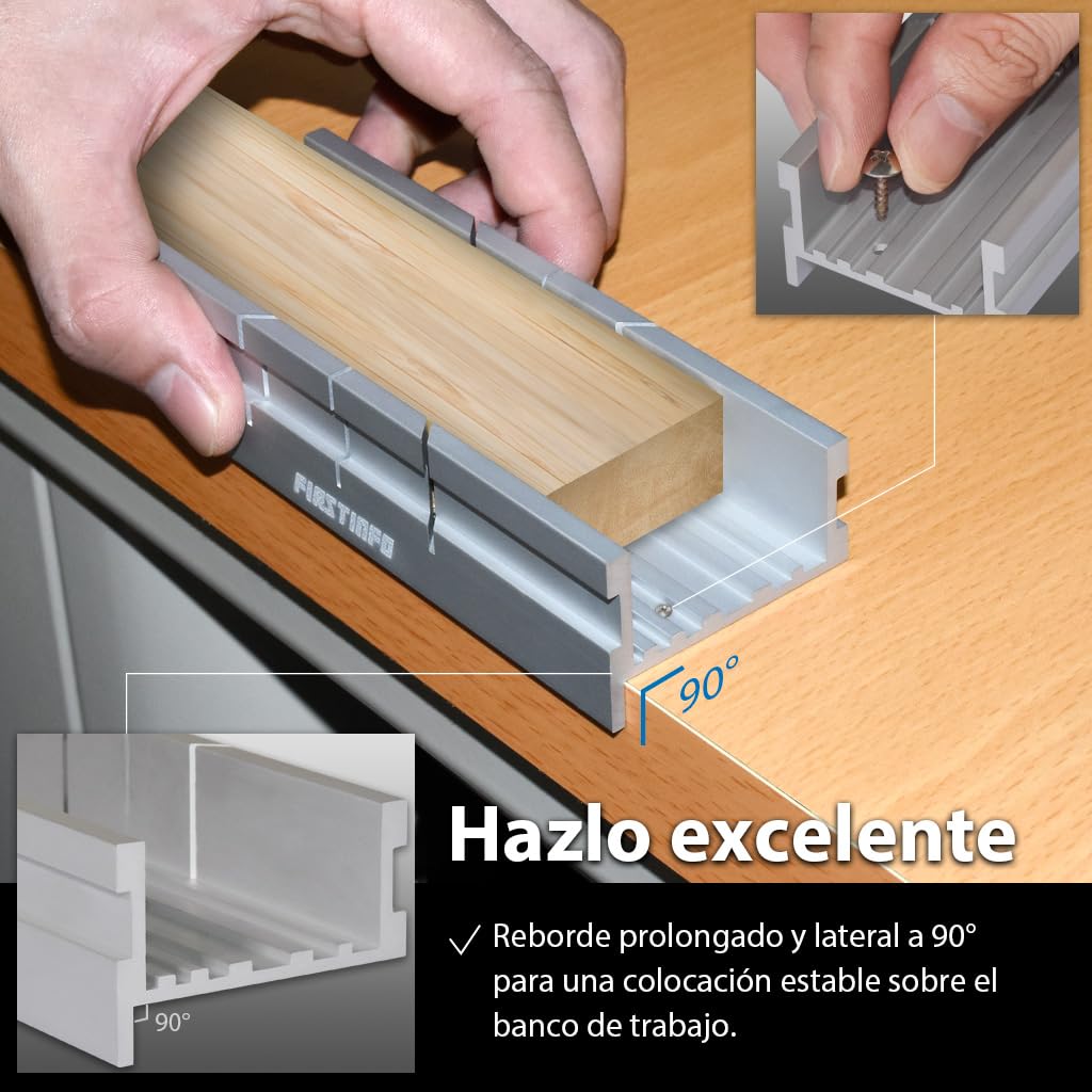 FIRSTINFO H5442 | Caja de ingletes de aluminio pequeña