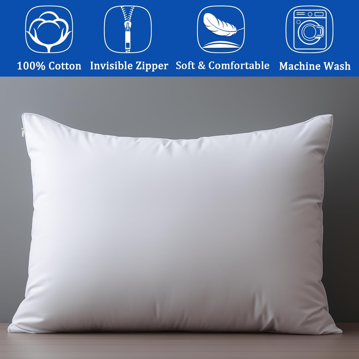 Precoco White King Pillow Cases Set of 4 | 100% Cotton Pillowcases with Zipper Hidden | Premium Cooling Decorative Pillow Covers with 600 Thread Count, Soft & Smooth, 20x36 inches - Image 6