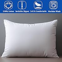 Vista 6 de Protectores de almohada con cremallera, tamaño estándar, fundas de almohada 100% algodón para cabello y piel, protector de almohada suave y cómodo