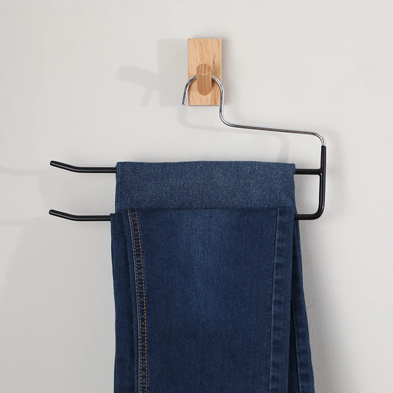 SHIMOYAMA Hosenbügel, 5er-Pack, Doppelstab-Hosenbügel für Jeans, platzsparende Slack-Kleiderbügel, Metallbügel Klemmbügel Gürtelhalter, Schwarz