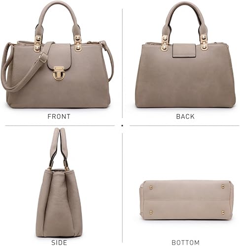 Miniatura 3 de Dasein Bolso con asa superior para mujer, cartera bandolera de cuero vegano, bolso tote mediano