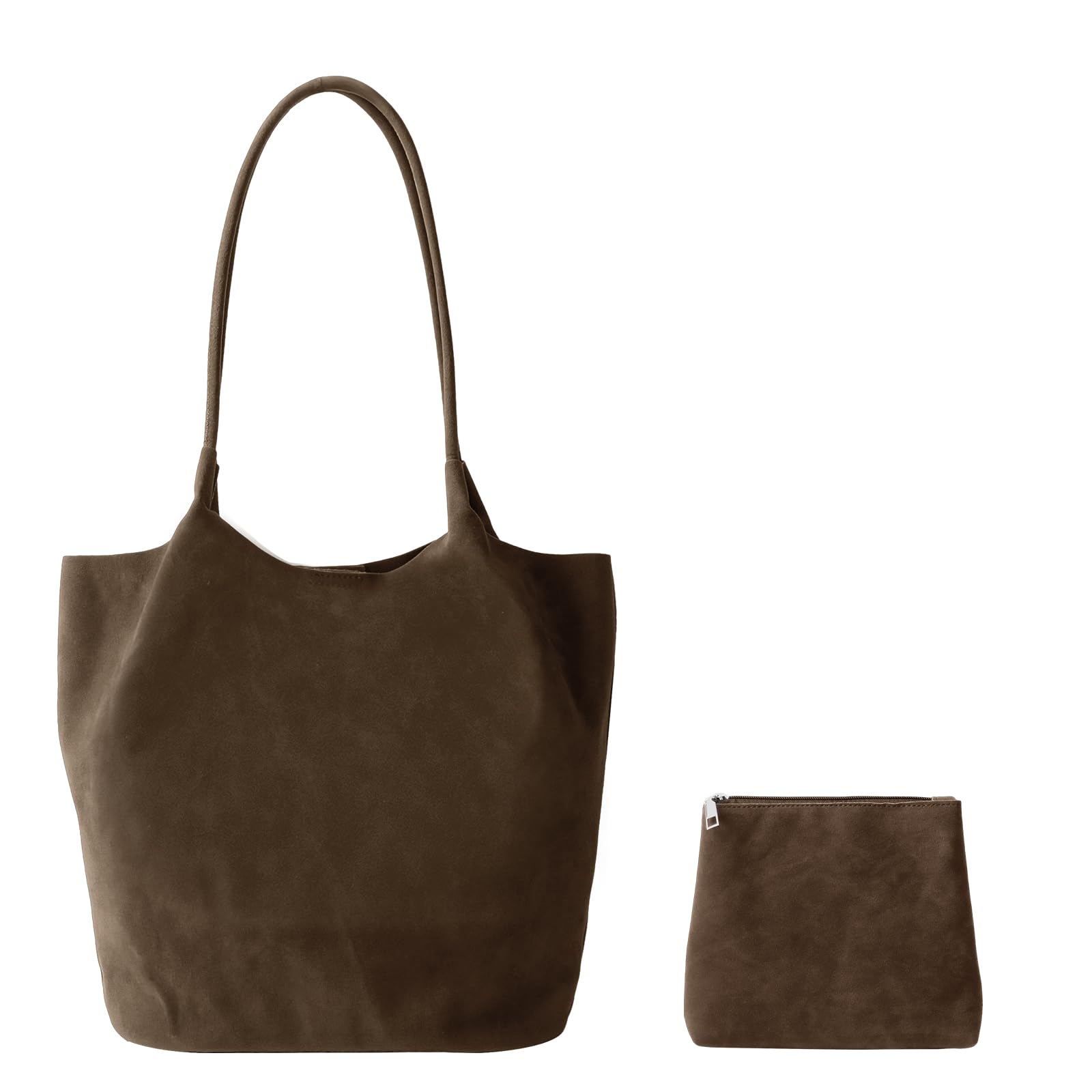 Large Suede Bucket Tote Bag for Women 2025 Fall Slouchy Vegan Leather Shoulder Handbag Trendy Top-handle Hobo Purse