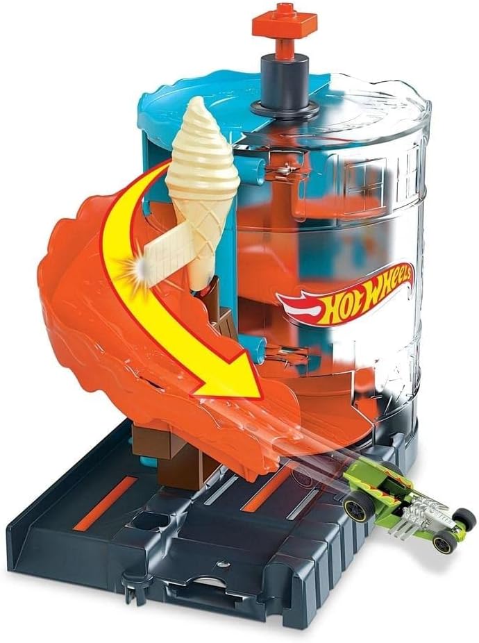 Hot Wheels Downtown Ice Cream Meltdown Playset