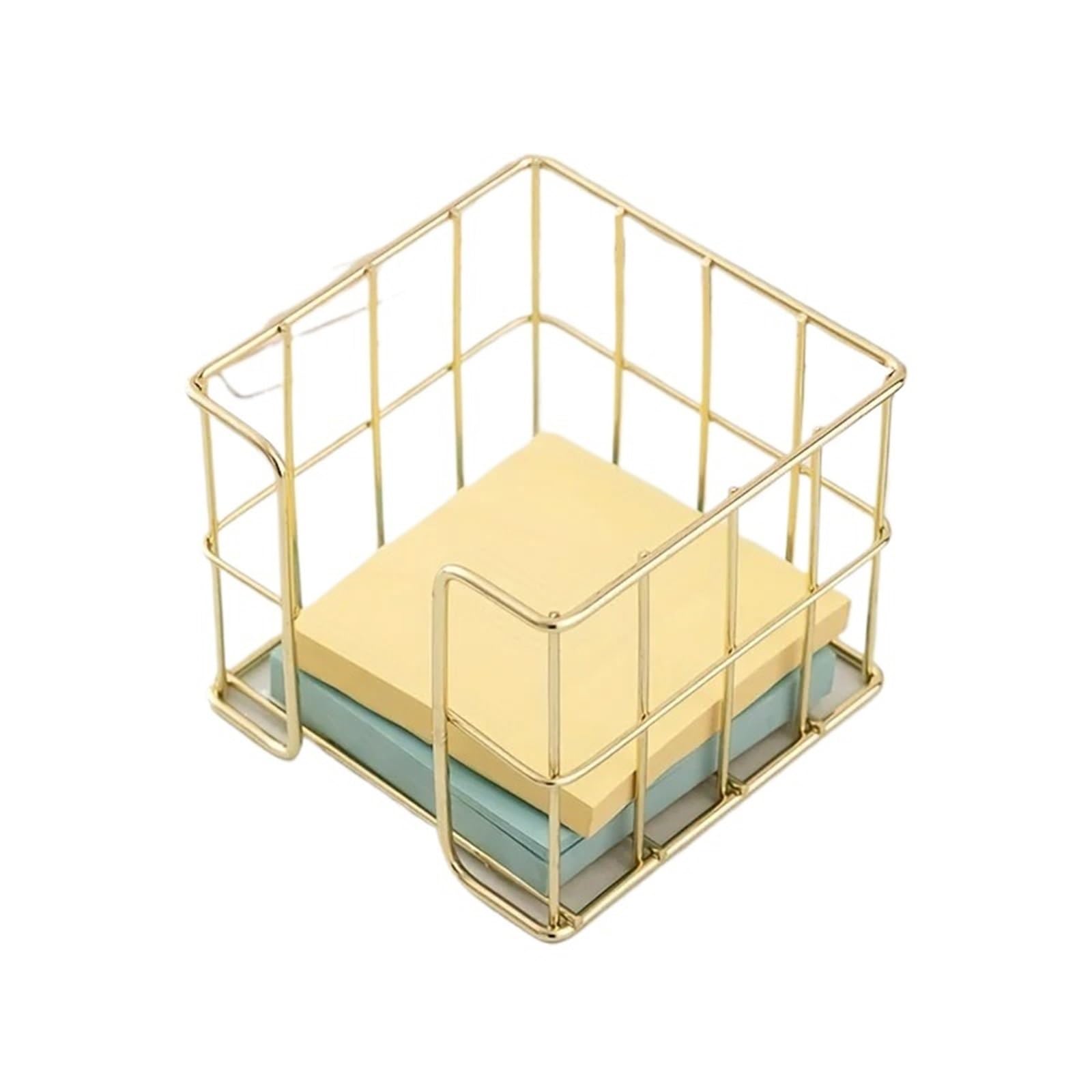 Yangshe Gold 3Pcs Metal Note Holder Cube Desktop Organizer For Desk Office Supplies