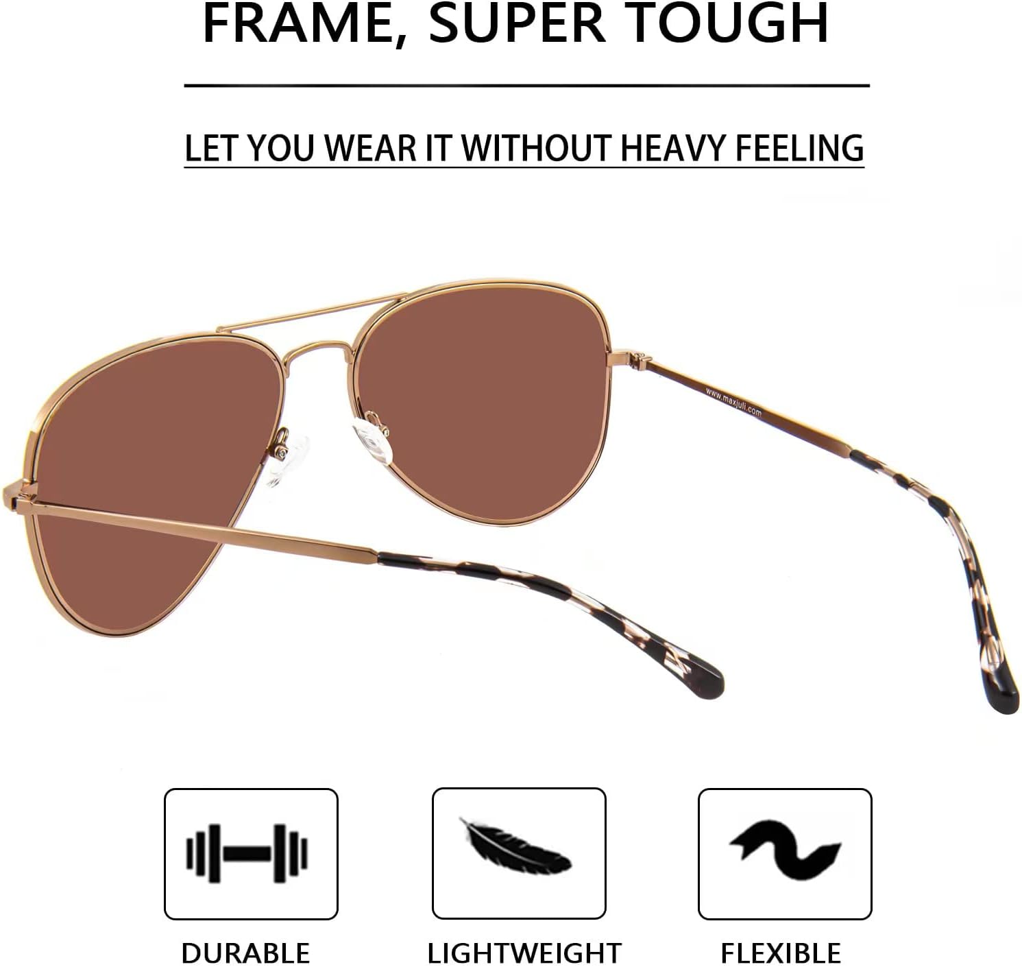 MAXJULI Polarized Aviator Sunglasses for Big Heads Men Women 8123