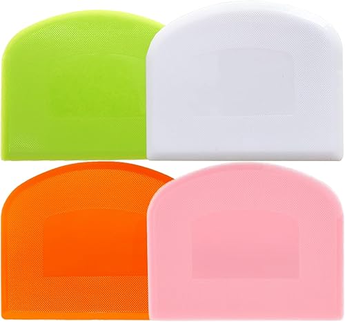 Raspador de masa para hornear, 4 piezas de plástico PE flexible sin BPA, cortador de masa de plástico apto para alimentos para glaseado de masa de