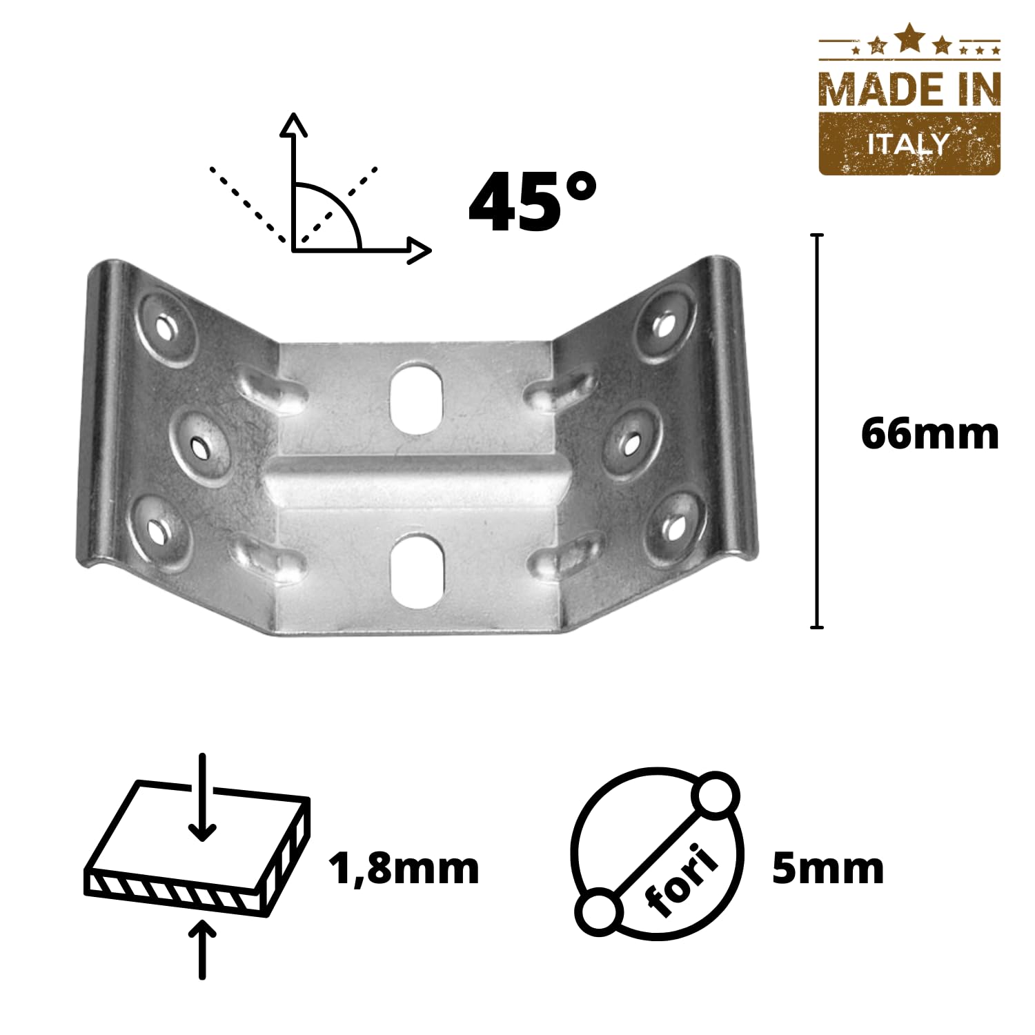 Evotrade Kit di 4pz Supporto Angolare Interno Gamba per Tavolo Kit di 4pz - Piastre di Montaggio Staffa Rinforzate In Acciaio Zincato (Altezza 66mm)