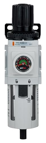 Miniatura 2 de PneumaticPlus PPP3-N02BG Regulador de filtro de aire comprimido Piggyback Combo 1/4 "NPT (alto flujo), 5 micrones, cuenco de polietileno, drenaje