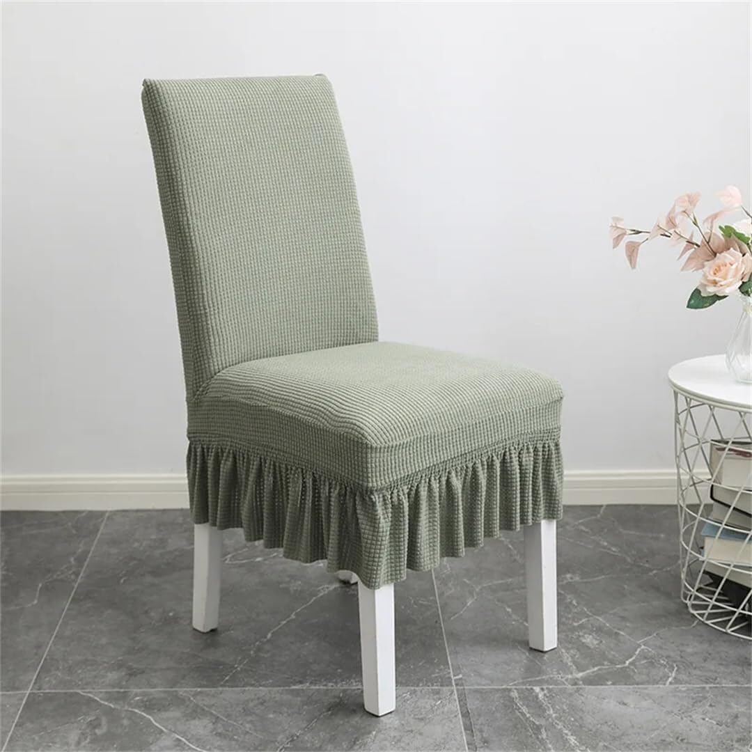 PBTMCD 4pcs- Stretch Dining Chair Covers With Pleated Skirt, Banquet Slipcovers, Washable Seat Protector For Hotel Wedding(A6)