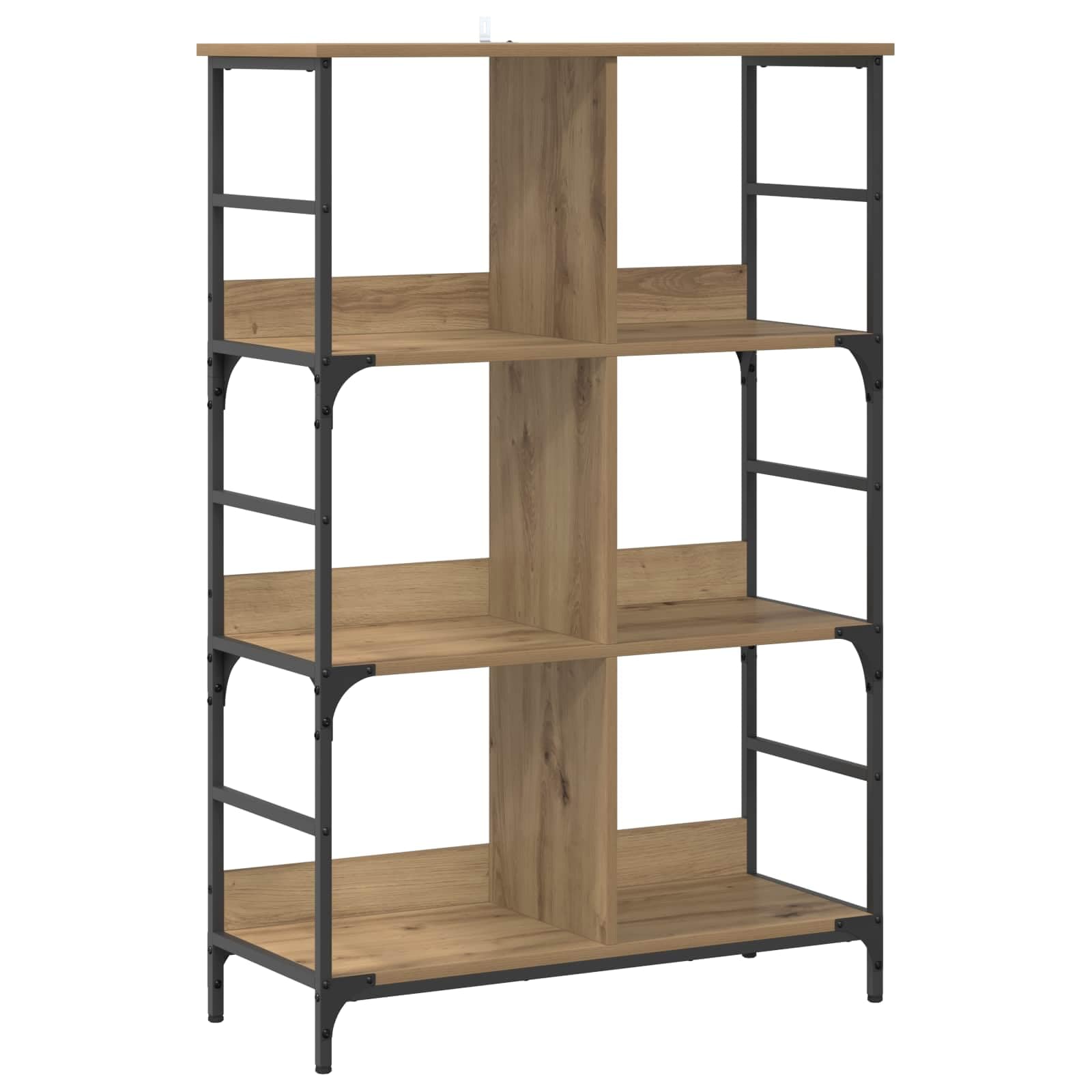 Regal 4 Ebenen Metall PB Artisan-Eiche 78,5 x 33 x 117,5 cm Standregal mit viel Stauraum für Wohnzimmer Arbeitszimmer Büro und Kinderzimmer als vielseitiges Regalsystem und Ablage