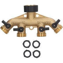 4 Way Water Splitter Ball Valve, Garden Hose Splitter, Brass Water Distributor for Garden Watering