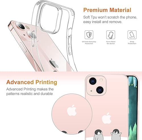 Miniatura 3 de JOYLAND - Bonita funda de pingüino de dibujos animados 2 diseñada para iPhone 13, funda transparente para teléfono femenino, elegante funda flexible