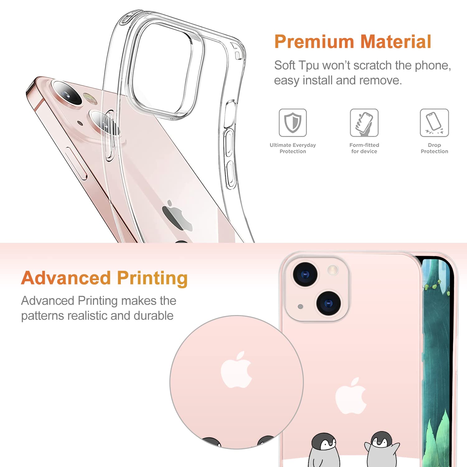 JOYLAND Cute Cartoon Penguin Case For IPhone 16 Pro Max Crystal Clear Lovely Animal Girly Phone Case Acrylic Hard Back Cover Sturdy Shockproof Protective Cover For IPhone 16 Pro Max 6.9